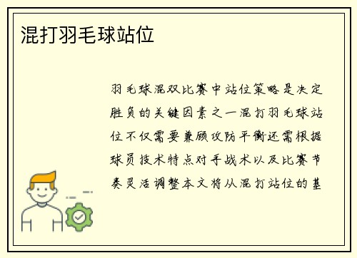 混打羽毛球站位